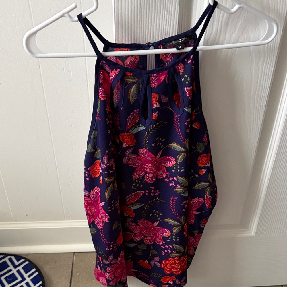 Papermoon Navy and Pink Floral halter top